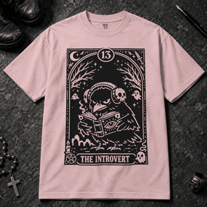 The Introvert Crow T-shirt - Blossom - S - Inked 13 - Unisex alternative tattoo apparel.