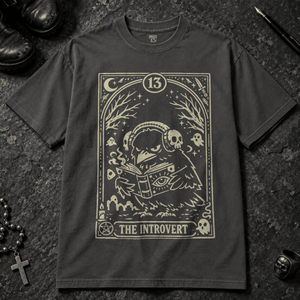 The Introvert Crow T-shirt - Graphite - S - Inked 13 - Unisex alternative tattoo apparel.