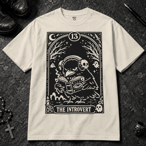 The Introvert Crow T-shirt - Ivory - S - Inked 13 - Unisex alternative tattoo apparel.