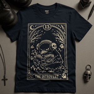The Introvert Crow T-Shirt - Navy - S - Inked 13 Ltd Unisex alternative tattoo apparel