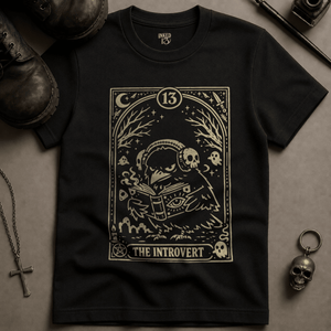The Introvert Crow T-shirt (New Style) - Black - S - Inked 13 Ltd Unisex alternative tattoo apparel