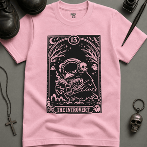 The Introvert Crow T-shirt (New Style) - Blossom - S - Inked 13 Ltd Unisex alternative tattoo apparel