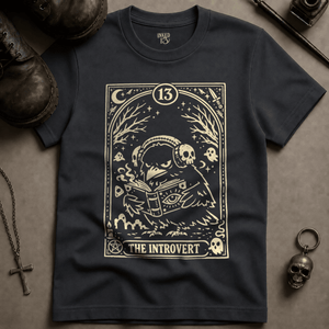 The Introvert Crow T-shirt (New Style) - Graphite - S - Inked 13 Ltd Unisex alternative tattoo apparel