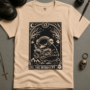 The Introvert Crow T-shirt (New Style) - Ivory - S - Inked 13 Ltd Unisex alternative tattoo apparel