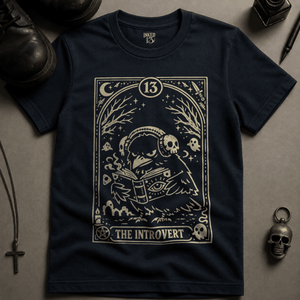 The Introvert Crow T-shirt (New Style) - True Navy - S - Inked 13 Ltd Unisex alternative tattoo apparel