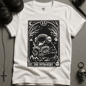 The Introvert Crow T-shirt (New Style) - White - S - Inked 13 Ltd Unisex alternative tattoo apparel