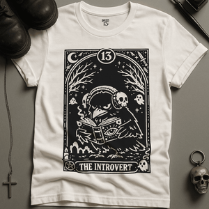 The Introvert Crow T-Shirt - White - S - Inked 13 Ltd Unisex alternative tattoo apparel
