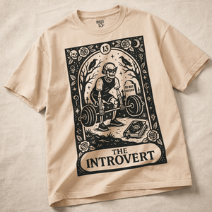 The Introvert Heavyweight T-shirt - Ivory - L - Inked 13 Ltd Unisex alternative tattoo apparel