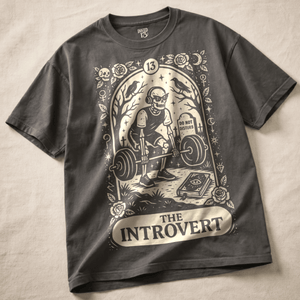 The Introvert Heavyweight T-shirt - Pepper - M - Inked 13 Ltd Unisex alternative tattoo apparel
