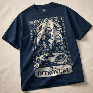 The Introvert Heavyweight T-shirt - True Navy - S - Inked 13 Ltd Unisex alternative tattoo apparel