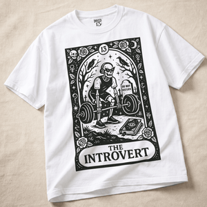The Introvert Heavyweight T-shirt - White - S - Inked 13 Ltd Unisex alternative tattoo apparel