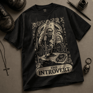 The Introvert Tarot Heavyweight T-shirt - Black - S - Inked 13 Ltd Unisex alternative tattoo apparel