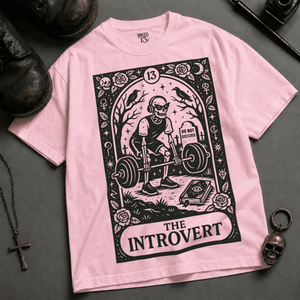 The Introvert Tarot Heavyweight T-shirt - Blossom - XL - Inked 13 Ltd Unisex alternative tattoo apparel