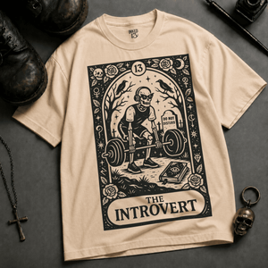 The Introvert Tarot Heavyweight T-shirt - Ivory - XL - Inked 13 Ltd Unisex alternative tattoo apparel