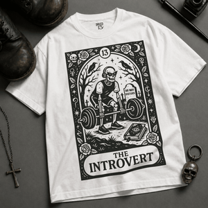 The Introvert Tarot Heavyweight T-shirt - White - M - Inked 13 Ltd Unisex alternative tattoo apparel