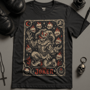The Joker Tarot T-Shirt - Dark Grey - S - Inked 13 Ltd Unisex alternative tattoo apparel