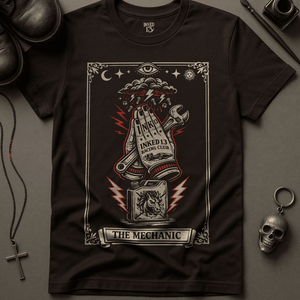 The Mechanic Tarot T-Shirt - Brown - S - Inked 13 Ltd Unisex alternative tattoo apparel