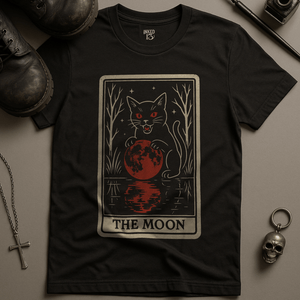 The Moon Tarot T-Shirt - Black - S - Inked 13 Ltd