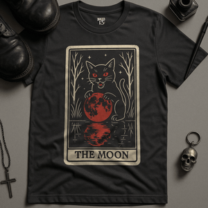 The Moon Tarot T-Shirt - Dark Grey - S - Inked 13 Ltd