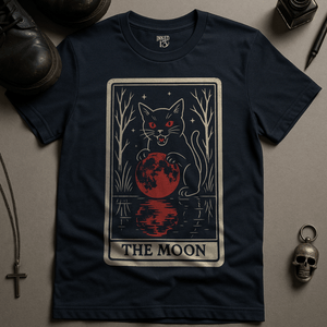 The Moon Tarot T-Shirt - Navy - S - Inked 13 Ltd