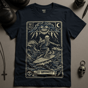 The Optimist Tarot T-Shirt - Navy - S - Inked 13 Ltd Unisex alternative tattoo apparel