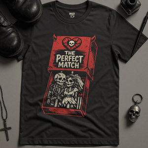 The Perfect Match T-Shirt - Dark Grey - S - Inked 13 Ltd Unisex alternative tattoo apparel