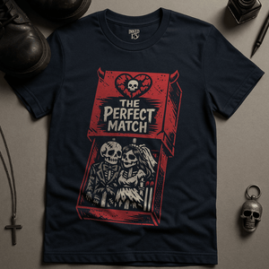 The Perfect Match T-Shirt - Navy - S - Inked 13 Ltd Unisex alternative tattoo apparel