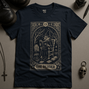 The Reader Witch T-Shirt - Navy - S - Inked 13 Ltd
