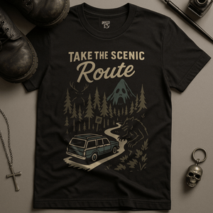 The Scenic Route T-Shirt - Black - S - Inked 13 Ltd
