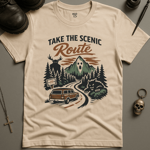 The Scenic Route T-Shirt - Natural - S - Inked 13 Ltd