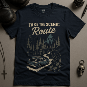 The Scenic Route T-Shirt - Navy - S - Inked 13 Ltd