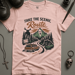 The Scenic Route T-Shirt - Soft Pink - M - Inked 13 Ltd