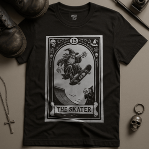 The Skater Wizard Tarot T-Shirt - Black - S - Inked 13 Ltd