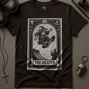 The Skater Wizard Tarot T-Shirt - Brown - S - Inked 13 Ltd