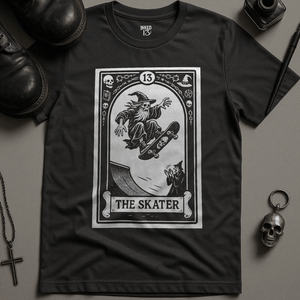 The Skater Wizard Tarot T-Shirt - Dark Grey - S - Inked 13 Ltd