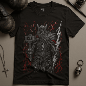 Thor Thunder God T-Shirt - Black - S - Inked 13 Ltd Unisex alternative tattoo apparel