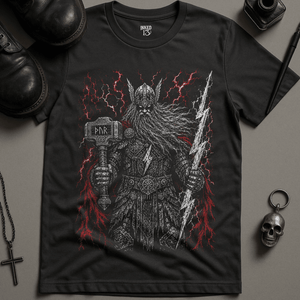 Thor Thunder God T-Shirt - Dark Grey - S - Inked 13 Ltd Unisex alternative tattoo apparel