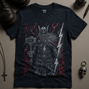 Thor Thunder God T-Shirt - Navy - S - Inked 13 Ltd Unisex alternative tattoo apparel