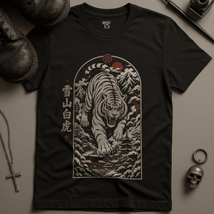 Tiger Snowy Mountain - Black - S - Inked 13 Ltd Unisex alternative tattoo apparel