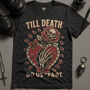 Till Death Mechanical Heart T-Shirt - Dark Grey - S - Inked 13 Ltd Unisex alternative tattoo apparel