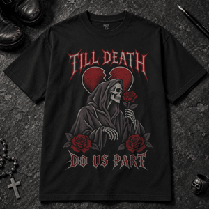 Till Death Roses T-shirt - Black - S - Inked 13 - Unisex alternative tattoo apparel.