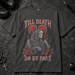 Till Death Roses T-shirt - Graphite - S - Inked 13 - Unisex alternative tattoo apparel.
