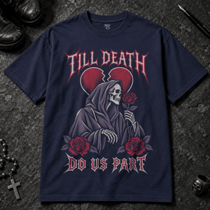 Till Death Roses T-shirt - True Navy - S - Inked 13 - Unisex alternative tattoo apparel.