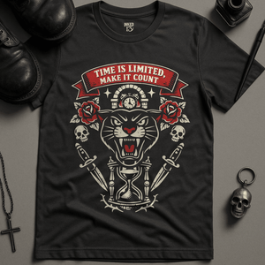Time Is Limited T-Shirt - Dark Grey - S - Inked 13 Ltd Unisex alternative tattoo apparel