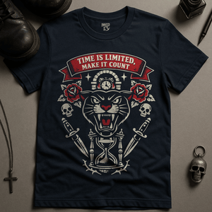 Time Is Limited T-Shirt - Navy - S - Inked 13 Ltd Unisex alternative tattoo apparel