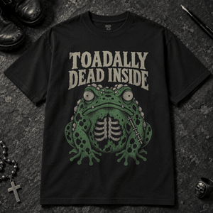 Toadally Dead Inside T-shirt - Black - S - Inked 13 - Unisex alternative tattoo apparel.