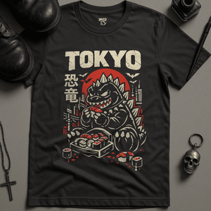 Tokyo Dinosaur T-Shirt - Dark Grey - S - Inked 13 Ltd