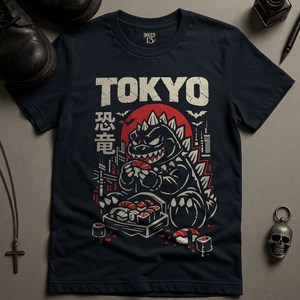 Tokyo Dinosaur T-Shirt - Navy - S - Inked 13 Ltd