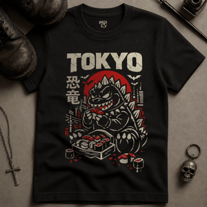 Tokyo Dinosaur T-shirt (New Style) - Black - S - Inked 13 Ltd Unisex alternative tattoo apparel