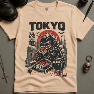 Tokyo Dinosaur T-shirt (New Style) - Ivory - S - Inked 13 Ltd Unisex alternative tattoo apparel